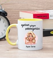 Eyeliner Gibiyim Çekemiyorlar Sarı Kupa Bardak