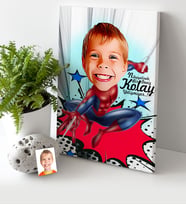BK Gift Kişiye Özel Erkek Çocuk Örümcek Adam Karikatür Kanvas Tablo 30x50cm