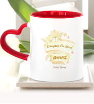 BK Gift Kişiye Özel Dünyanın En Güzel Annesi Kırmızı Kalpli Kupa Bardak  1