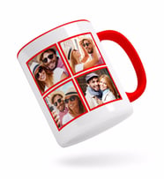 BK Gift Kişiye Özel Kare 4 Fotoğraflı Kırmızı Kupa Bardak-1