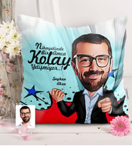 BK Gift Kişiye Özel Amca Karikatürlü  Yastık  1