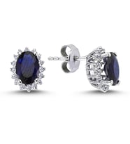Lova Pırlantalı Oval Safir Anturaj Küpe - 3040014