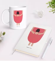 BK Gift Kişiye Özel Kadınlar Günü Tasarımlı Beyaz Defter Kalem ve Kupa Seti-22 (Model 1)