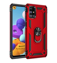 Microsonic Samsung Galaxy M31s Kılıf Military Ring Holder Kırmızı