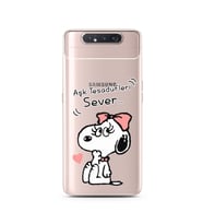 Snoopy Tasarımlı Süper Şeffaf Silikon Telefon Kılıfı Samsung A80