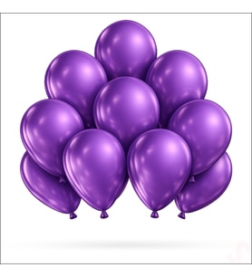 Metalik Parlak Balon, 30 cm x 10 Adet - Mor