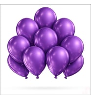 Metalik Parlak Balon, 30 cm x 10 Adet - Mor