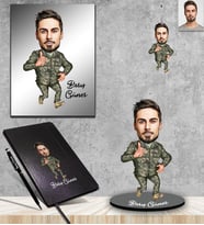Kişiye Özel Asker Karikatürlü 5 li Hediye Seti Bay-4