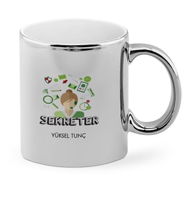 BK Gift Kişiye Özel Mesleki Sekreter Krom Kupa Bardak  1