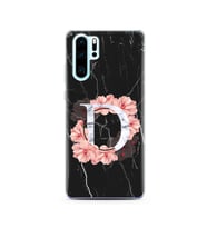 Mermer Çiçekli Harf Tasarım Süper Şeffaf Silikon Telefon Kılıfı Huawei P30 Pro D
