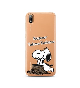 Snoopy Tasarımlı Süper Şeffaf Silikon Telefon Kılıfı Huawei Y5 2019