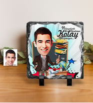 BK Gift Kişiye Özel Bay Öğretmen Karikatürlü Dekoratif Doğal Taş  2