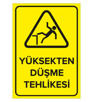 NEW JARGON - Yüksekten Düşme Tehlikesi Levhası - Sac Malzeme 35x50cm