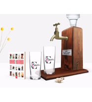 BK Gift Kişiye Özel Renkli Baskılı Harfli İkili Rakı Bardağı Ahşap Rakı Standı ve Cep Kitabı Hediye Seti-1 (Model 1)