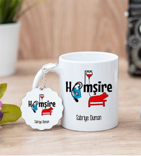 Hemşireye Hediye Beyaz Kupa Bardak Ve Anahtarlık Set