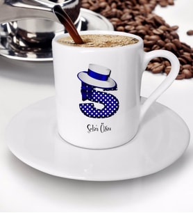 BK Gift Kişiye Özel Harf Tasarımlı Türk Kahvesi Fincanı - 18 (Beyaz)