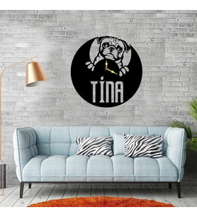 Pug Köpek Temalı Duvar Saati