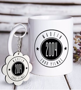 BK Gift Kişiye Özel Made in Beyaz Kupa ve Anahtarlık Hediye Seti (Model 1)