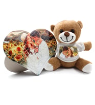 Kişiye Özel Fotoğraflı Romantik Kalp Puzzle & Peluş Ayıcık Hediye Seti