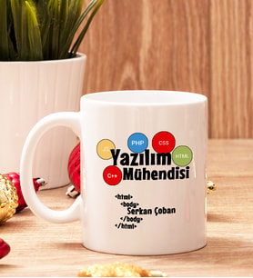 Yazılım Mühendisine Hediye Beyaz Kupa Bardak