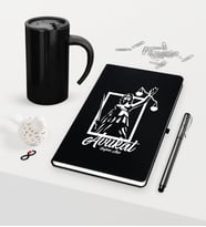 BK Gift Kişiye Özel Avukat Temalı Siyah Defter Kalem ve Termos Mug Seti - 16 (Model 1)