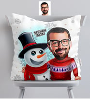 BK Gift Kişiye Özel Yılbaşı Temalı Bay Karikatürlü  Yastık - 5