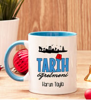 Tarih Öğretmenine Hediye İçi Ve Kulpu Renkli Kupa Bardak