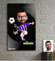 BK Gift Kişiye Özel Futbol Sarı Lacivert Karikatür Ahşap Tablo - 1