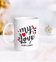 BK Gift Kişiye Özel Sevgililer Günü Kupa ve Çift İsimli Papatya Kolye-75 (Model 1)