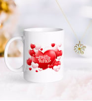 BK Gift Kişiye Özel Sevgililer Günü Kupa ve Çift İsimli Papatya Kolye-136 (Model 1)