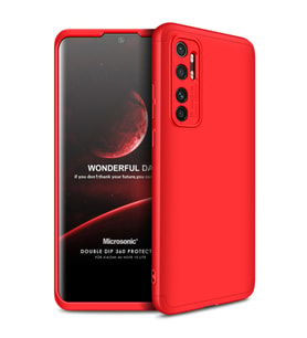 Microsonic Xiaomi Mi Note 10 Lite Kılıf Double Dip 360 Protective Kırmızı