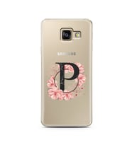 Pembe Çiçekli Harf Tasarım Süper Şeffaf Silikon Telefon Kılıfı Samsung A3 (2017)