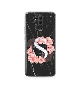 Mermer Çiçekli Harf Tasarım Süper Şeffaf Silikon Telefon Kılıfı Huawei Mate 20 L