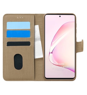 Microsonic Samsung Galaxy Note 10 Lite Kılıf Fabric Book Wallet Gold