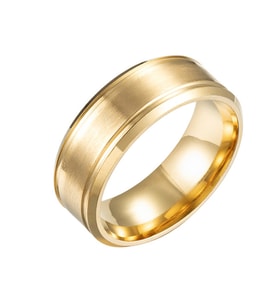 Chavin Söz Nişan Sarı ip Kaplama Bayan Erkek Çelik Yüzük ec42sr (Gold)