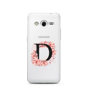 Pembe Çiçekli Harf Tasarım Süper Şeffaf Silikon Telefon Kılıfı Samsung Core 2 D-
