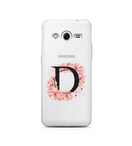 Pembe Çiçekli Harf Tasarım Süper Şeffaf Silikon Telefon Kılıfı Samsung Core 2 D-