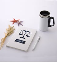 Terazi Burcuna Özel İsimli Beyaz Defter Kalem Termos Mug Seti
