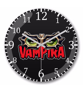 Vampir Vampira's Glasses Duvar Saati Bombeli Gercek Cam