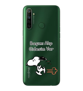 Snoopy Tasarımlı Süper Şeffaf Silikon Telefon Kılıfı Oppo Realmi 5i