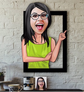 BK Gift Kişiye Özel Bayan Karikatürlü 3D Ahşap Tablo-19
