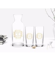 BK Gift Kişiye Özel Renkli Baskılı İsimli İkili Rakı Bardağı ve Karaf Hediye Seti-18 (Model 1)