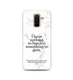 Samsung A6 Plus Beyaz Mermer Söz Tasarımlı Telefon Kılıfı