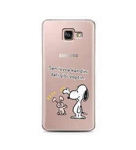 Snoopy Tasarımlı Süper Şeffaf Silikon Telefon Kılıfı Samsung A7 (2016)
