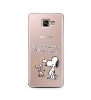 Snoopy Tasarımlı Süper Şeffaf Silikon Telefon Kılıfı Samsung A7 (2016)
