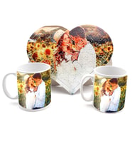 Kişiye Özel Fotoğraflı Romantik Kalp Puzzle & Baskılı Çift Kupa Hediye Seti
