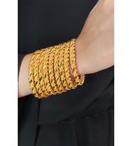 ZEYGOLD 22 Ayar Altın Kaplama 10 Adet Kumlu Burma Bilezik