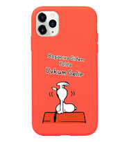 Snoopy Tasarımlı Turuncu Lansman Telefon Kılıfı İphone 11 Pro Max