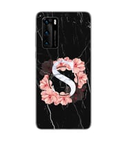 Mermer Çiçekli Harf Tasarım Süper Şeffaf Silikon Telefon Kılıfı Huawei P40 Pro S