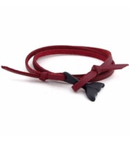 SİYAH METAL BALİNA KUYRUK BORDO DERİ ERKEK BİLEKLİK BT575
